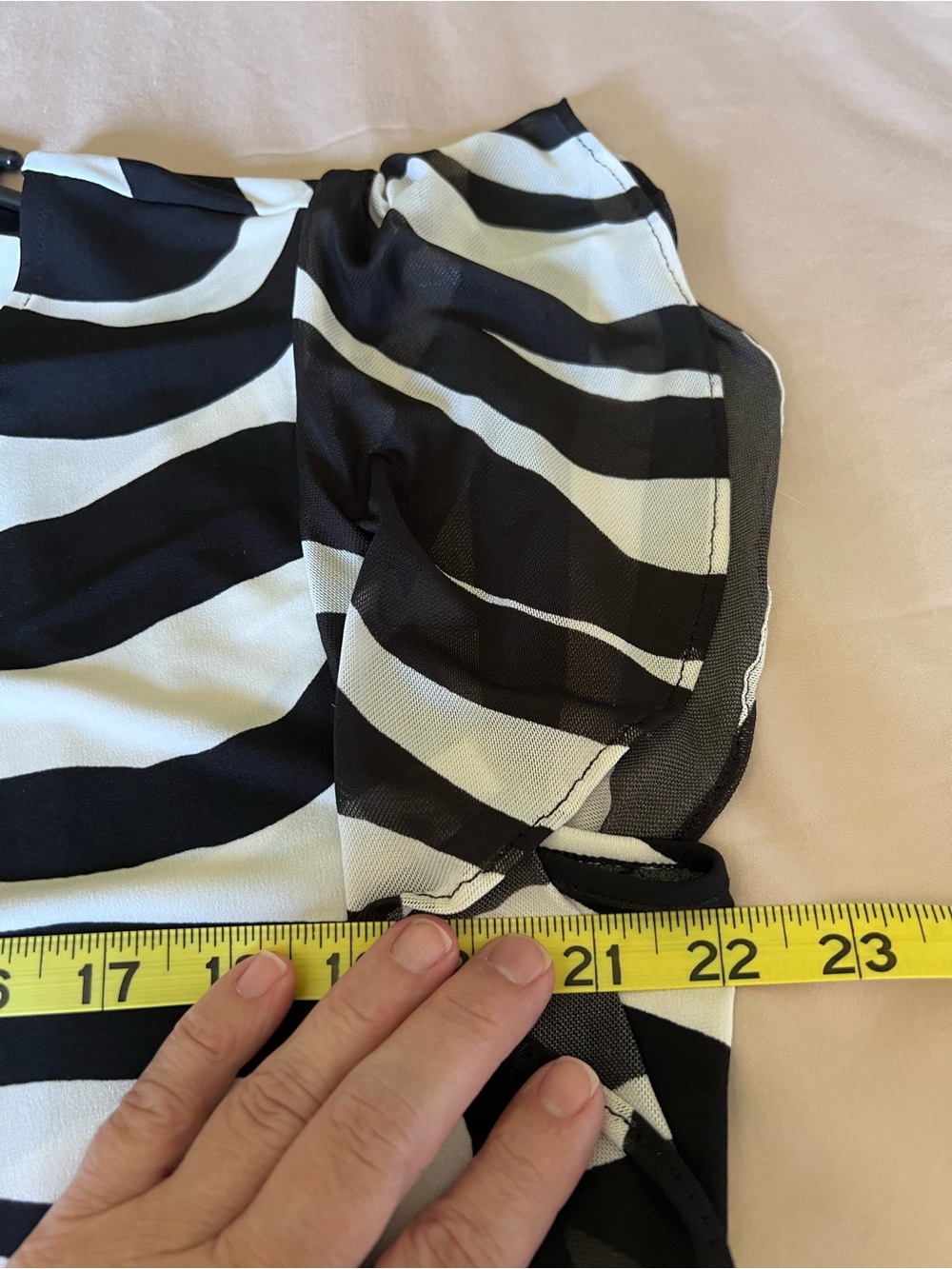 Calvin Klein Black & White Zebra-Print Flutter Sleeve Blouse - Picture 7 of 11